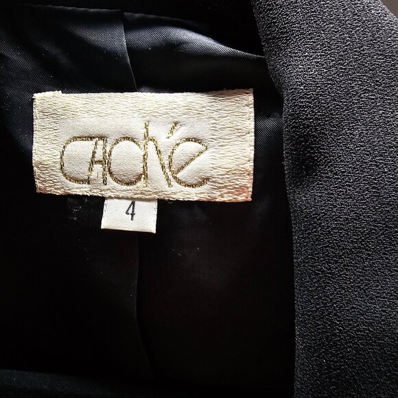 Vintage CACHÉ Black Blazer & Skirt Set – Gold Crest Buttons, Size 4 - Picture 2 of 9
